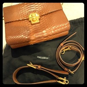 Dolce and Cabana Brown Python Messenger Bag